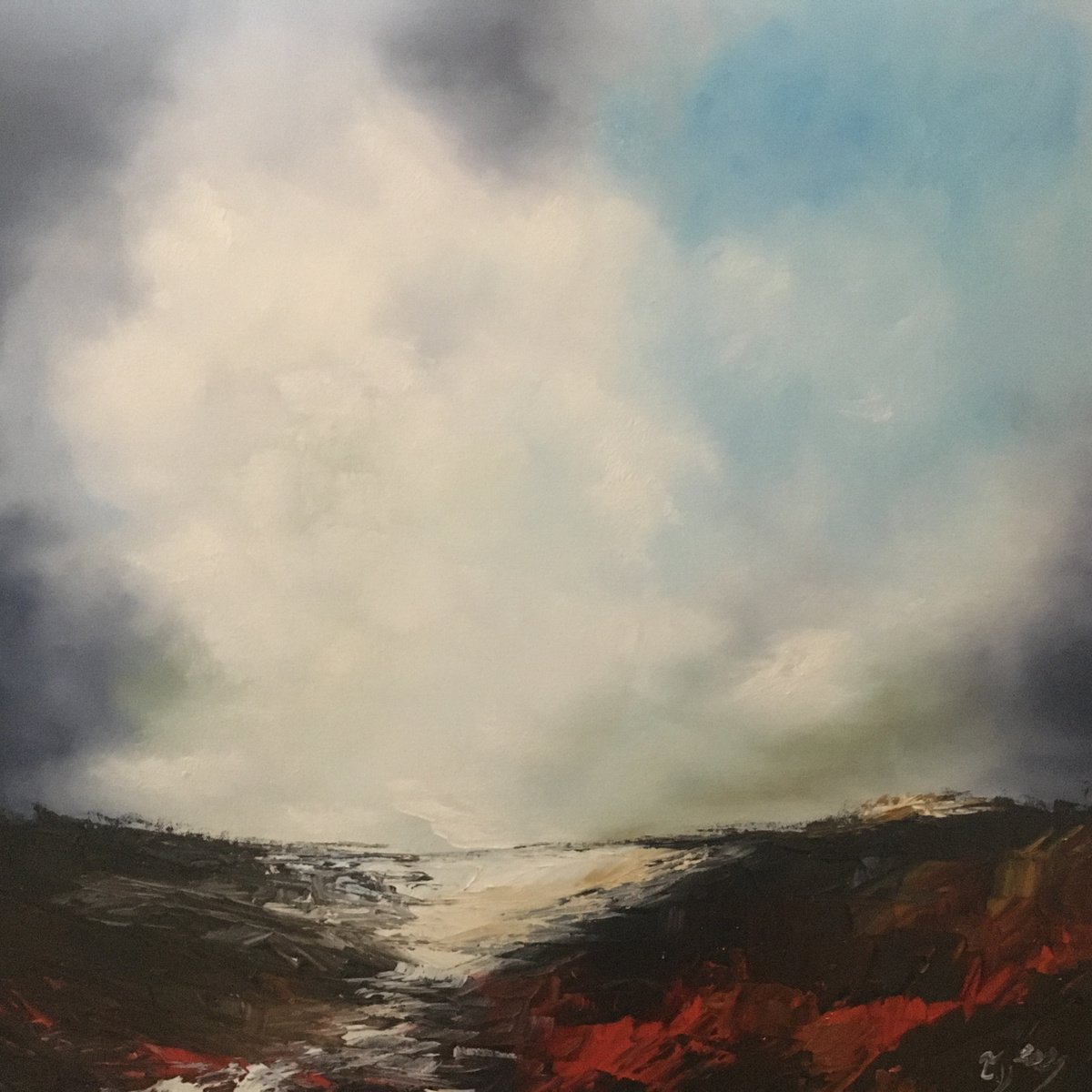 Impressionistic Landscape Oil Painting By Timea Valsami, 23 X 23", By The River, Original Artwork