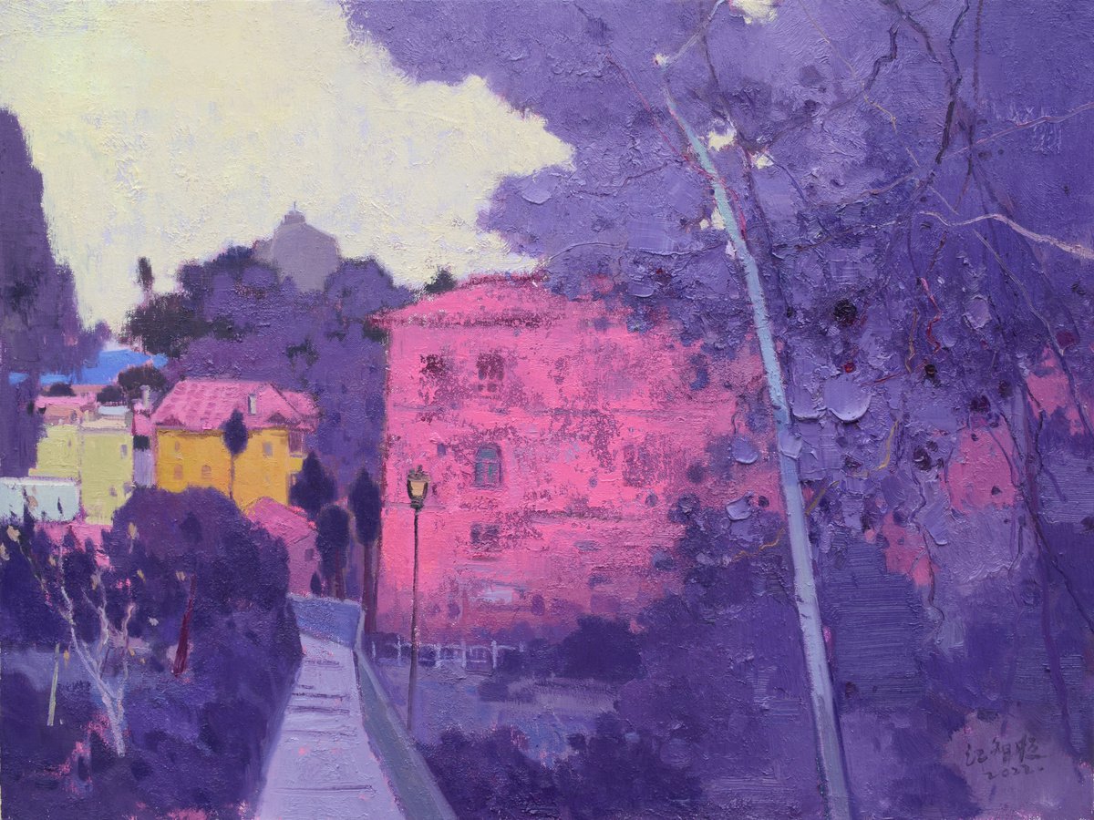 Impressionistic Landscape Oil Painting By Jianzhe Chon, 31 X 24, Landscape, Original Artwork