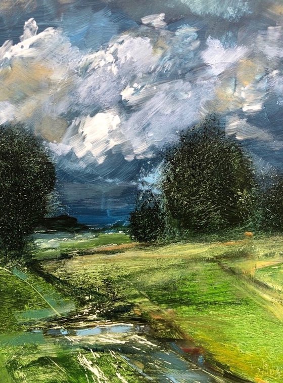 'Storm Coming' Landscape, Oil Painting.