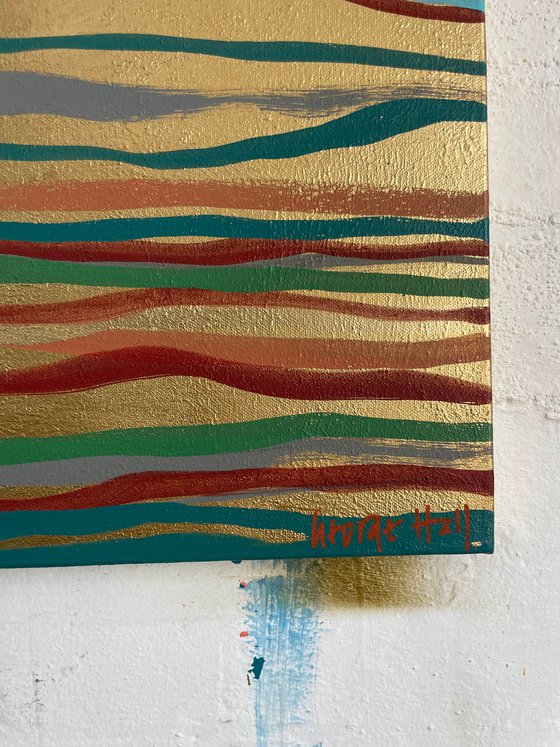 Wise Sea - 152 x 61 cm - metallic gold paint and acrylic on canvas