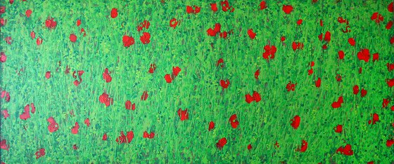 Wheat field and flowers 0204 / ORIGINAL ACRYLIC PAINTING