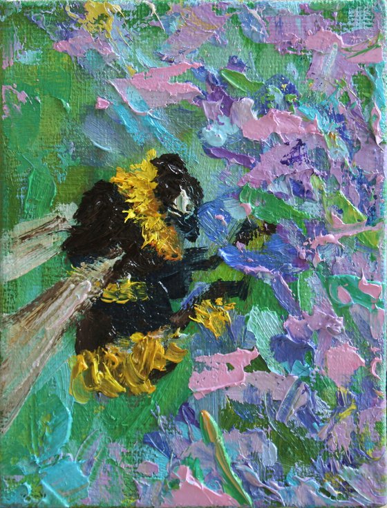 BUMBLEBEE 07... framed / FROM MY SERIES "MINI PICTURE" / ORIGINAL PAINTING