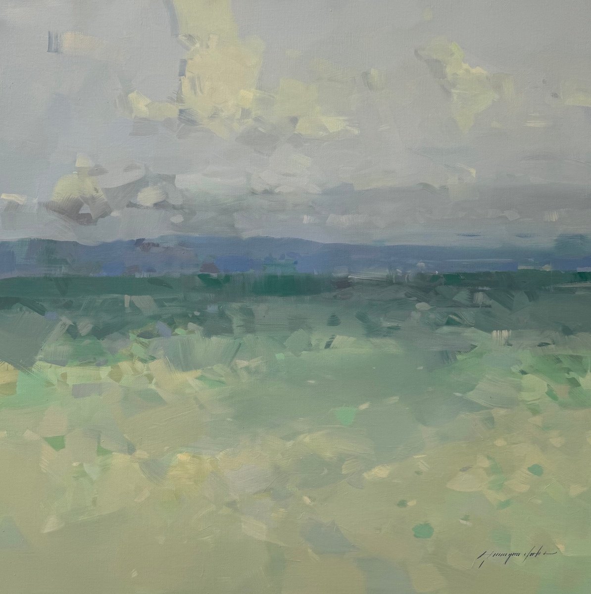 Impressionistic Landscape Oil Painting By Vahe Yeremyan, 30 X 30", Pacific Highway, Original Artwork