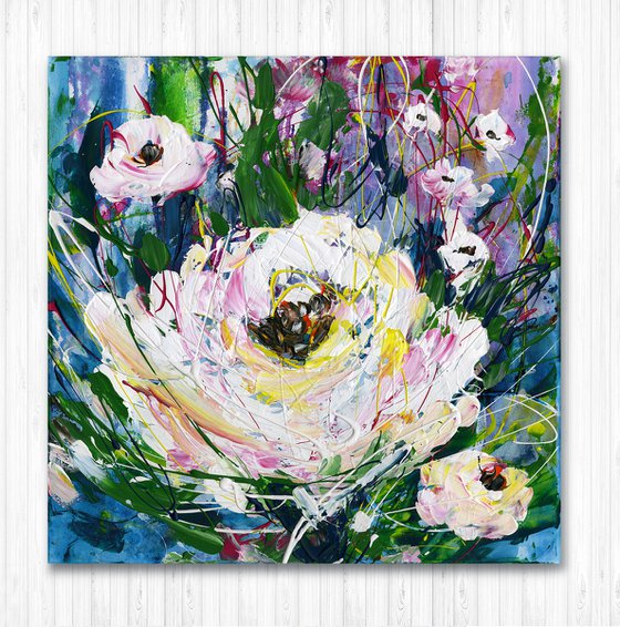 Blooms Of White - Floral Painting by Kathy Morton Stanion