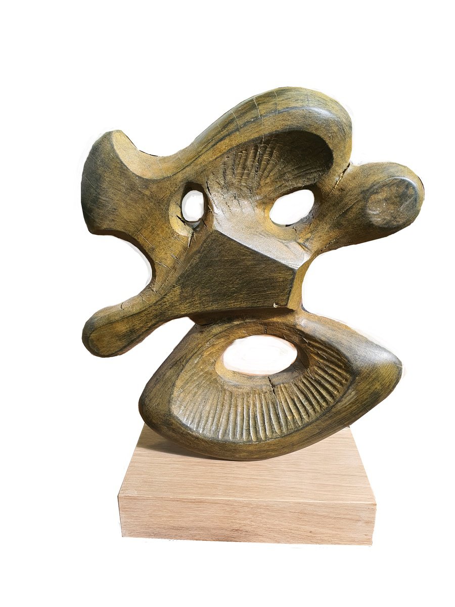 Organic Abstract Wood Sculpture By George Troyanov, 11 X 14, Fusion Ii, Original Artwork