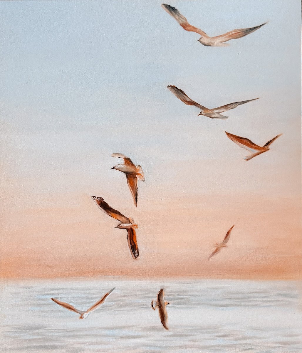 Photorealistic Oil Painting , - Where The Sky Meets The Sea - ? By Irina Ponna, 24 X 28, Artwork For Sale On Artfinder