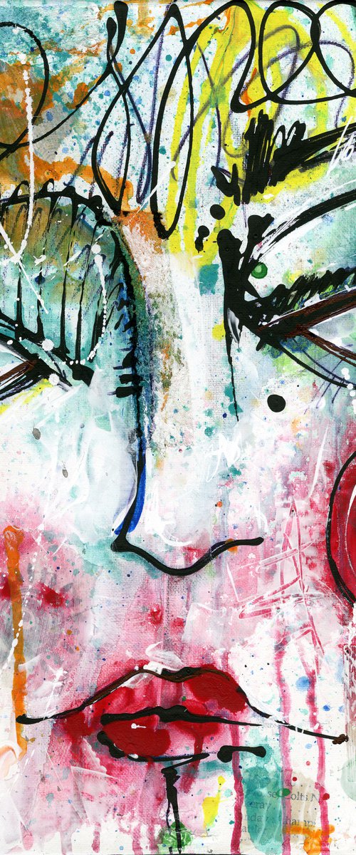 Funky Face Whimsy 12 - Mixed Media Art by Kathy Morton Stanion by Kathy Morton Stanion