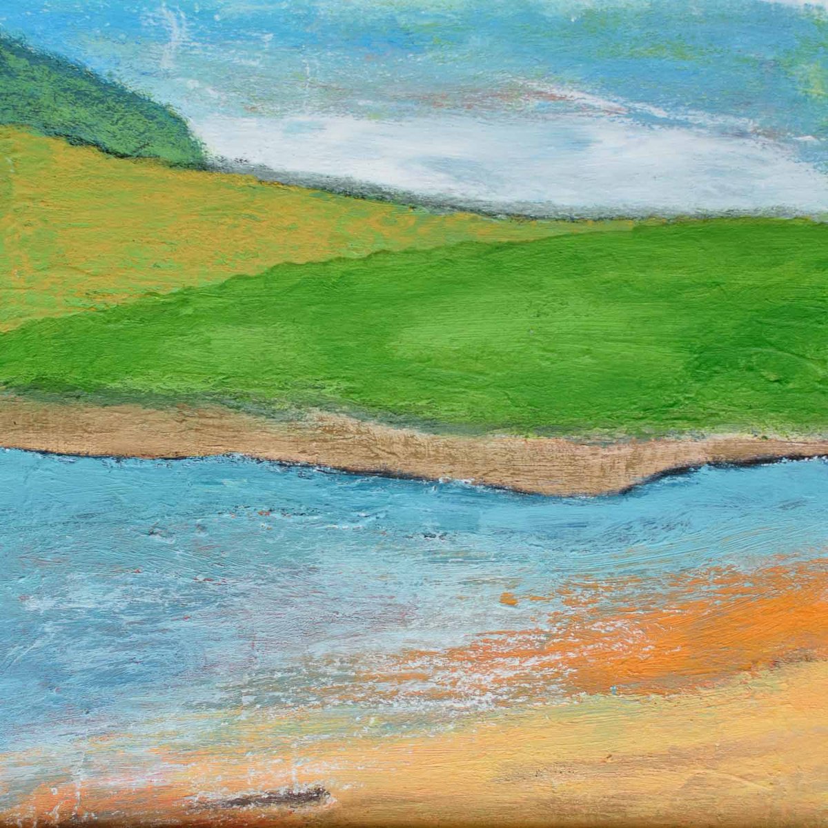 Impressionistic Landscape Acrylic Painting By Km Arts, 11 X 11", Blea Tarn, Original Artwork