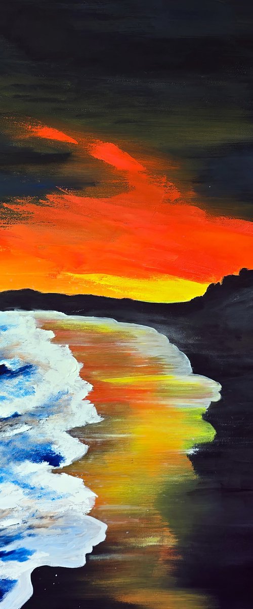 Fiery Sunset Coast by Tetiana Surshko