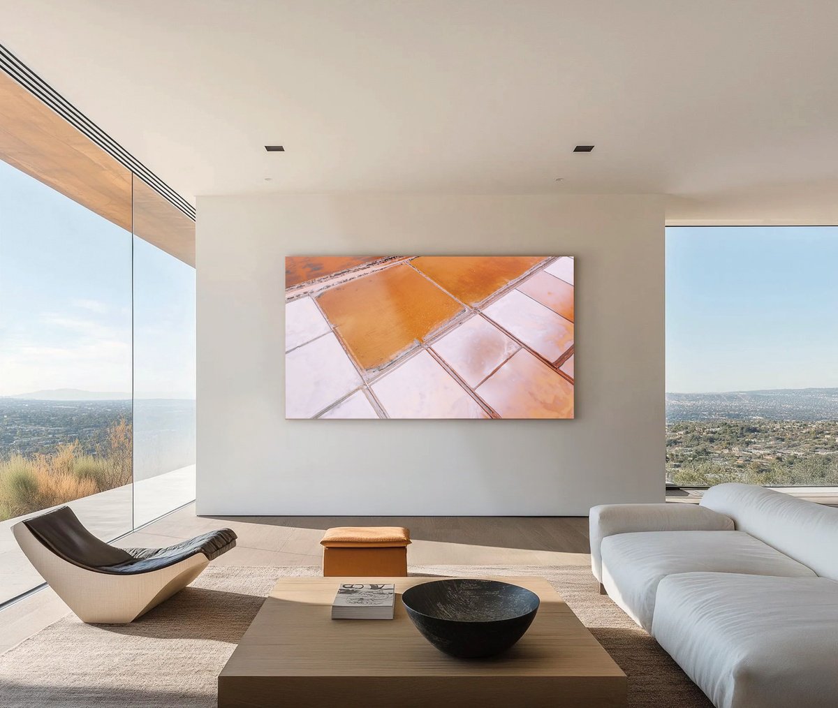 Geometric Abstract Photograph By Serge Horta, 59 X 35", Abstract Salt Evaporation Ponds, Original Artwork