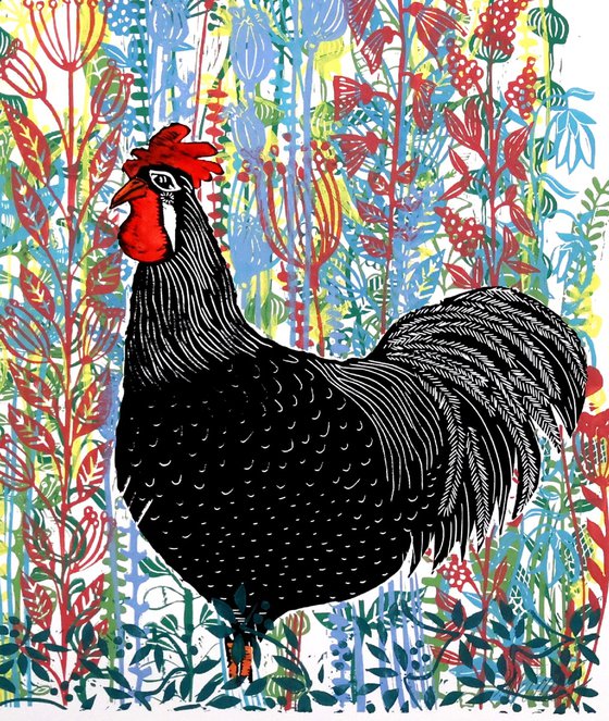 Rooster and Hen print set