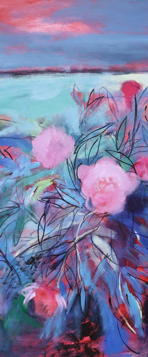 landscape with peonies by Artem Andreichuk
