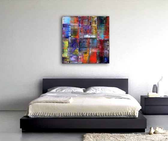 "Reflections" - Original PMS Abstract Geometric Oil Painting On Canvas - 30" x 30"