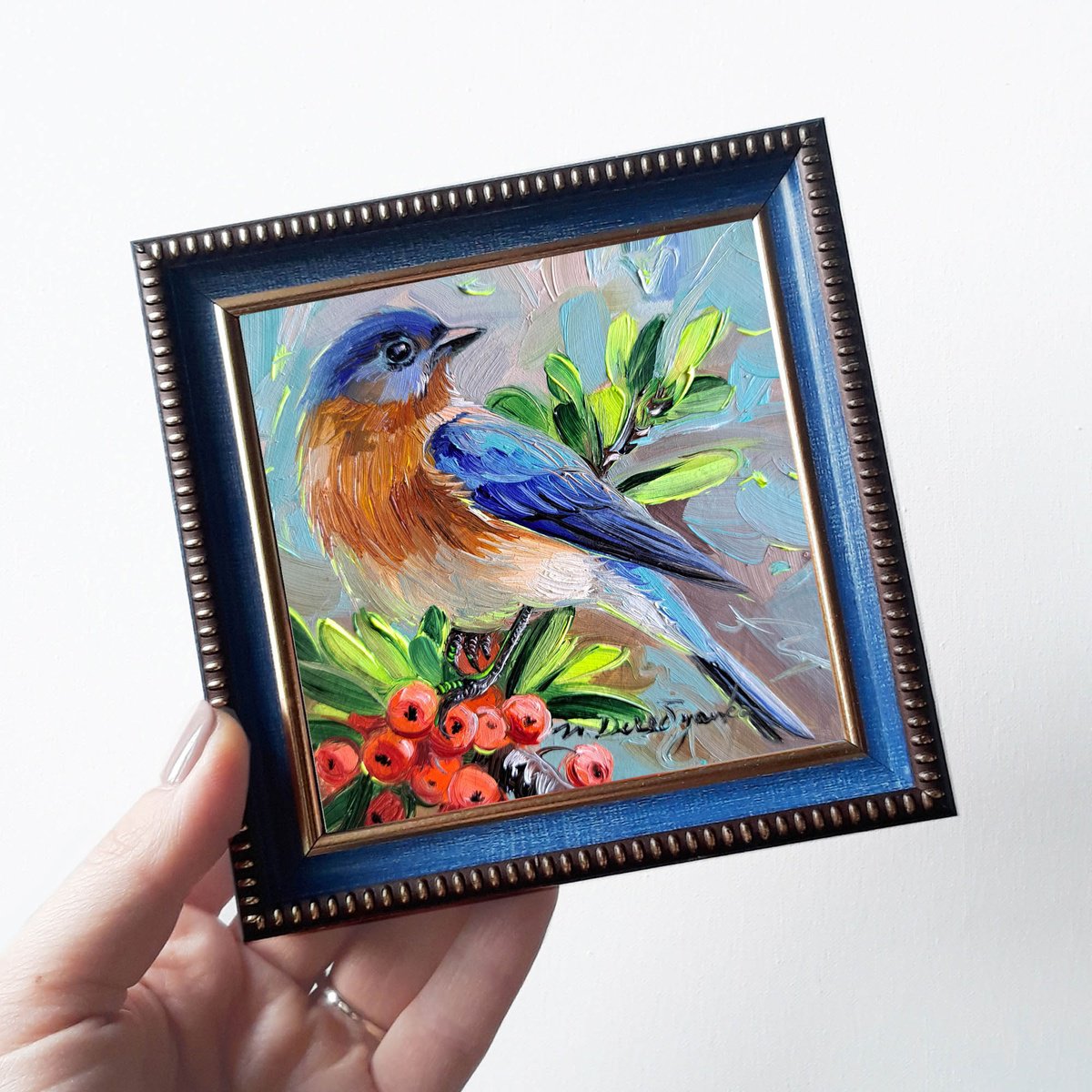 Estern Bluebird painting by Nataly Derevyanko