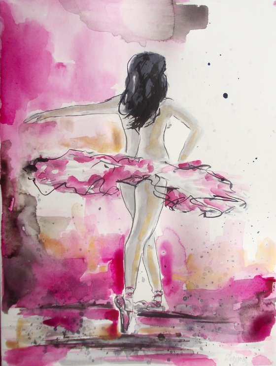 Ballerina - Original ballet watercolor painting
