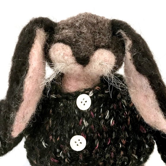 Happy, felted wool rabbit