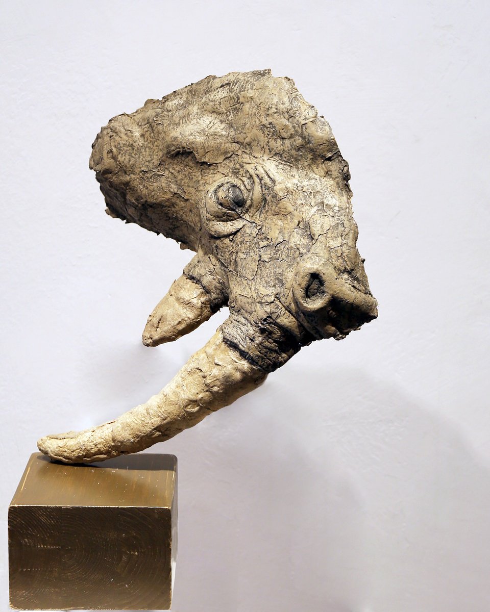 Expressive Animal Sculpture By Sol Vil, 15 X 11", The Hidden Side, Original Artwork