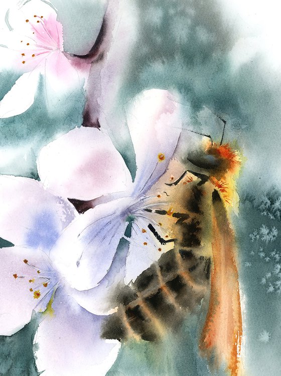 Honey Bee with flower
