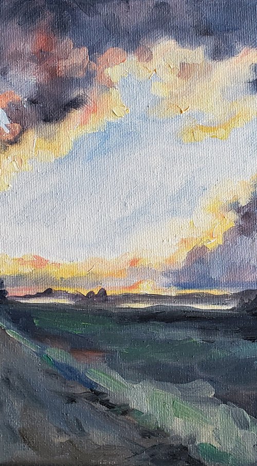 "Chasing the Sun" - Landscape - Sunset - North Dakota by Katrina Case