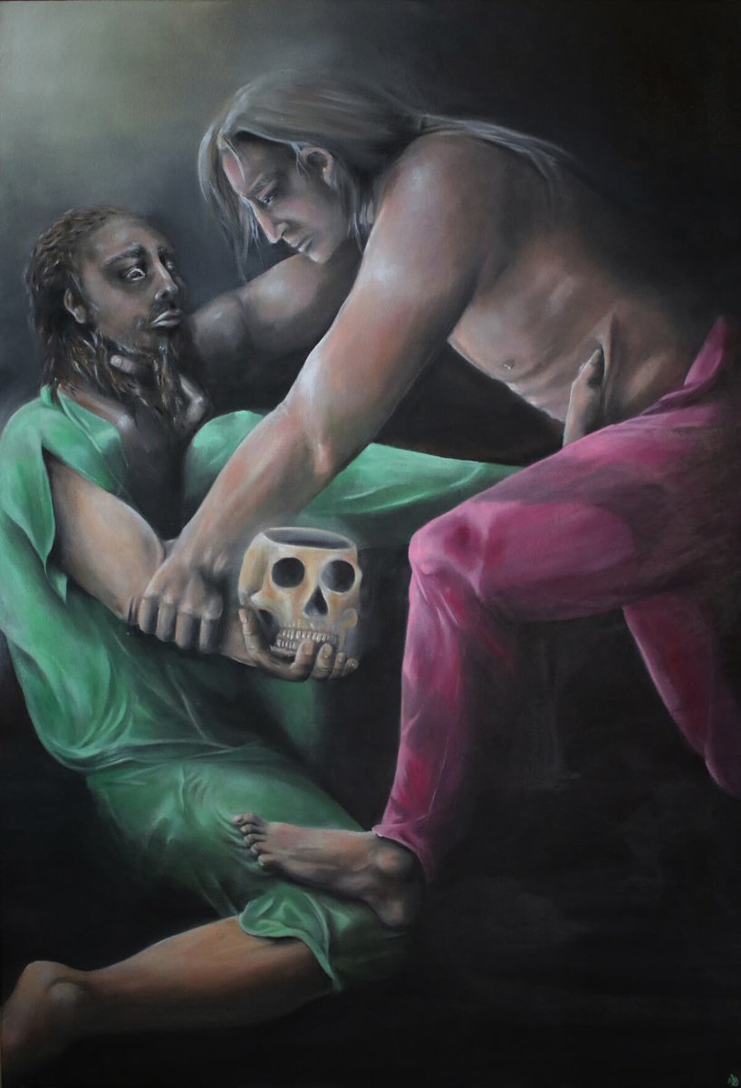 Surrealistic Portrait Oil Painting By Vanessa T Stefanova, 28 X 40", Fall Of Bulgaria, Original Artwork