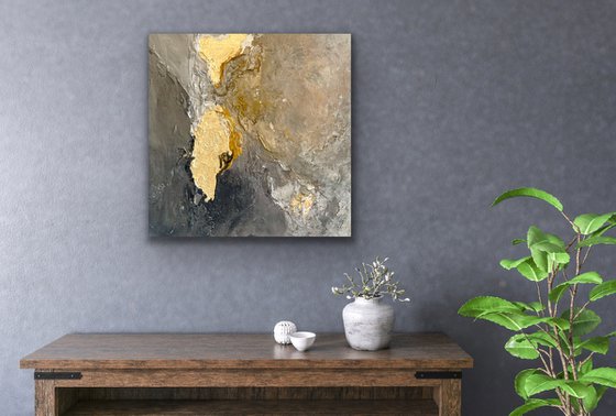 Paesaggio Poetico XXIV - Original painting - Black - Gold - Silver