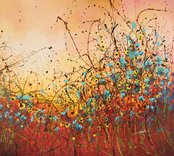 Dream Land #2 - Super sized original abstract floral landscape