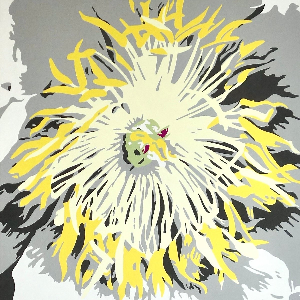 Botanical Acrylic Painting By Susan Porter, 24 X 24", Heart Of The Matter, Original Artwork