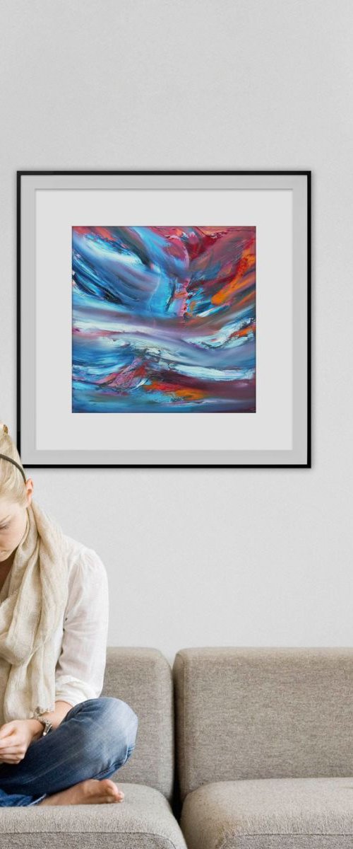 Kaos - 50x50 cm, Original abstract painting, oil on canvas by Davide De Palma