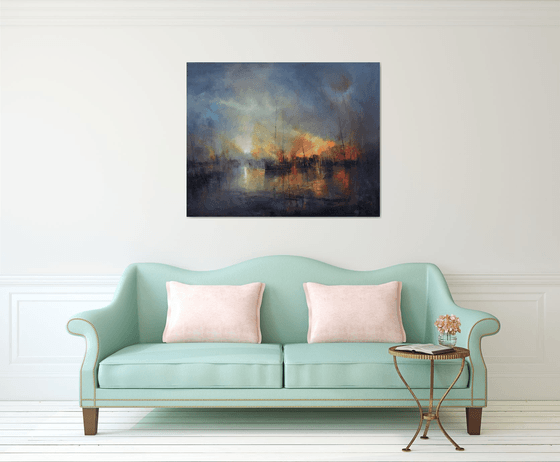 " Harbor of destroyed dreams - Morning After .... " W 125 x H 100 cm