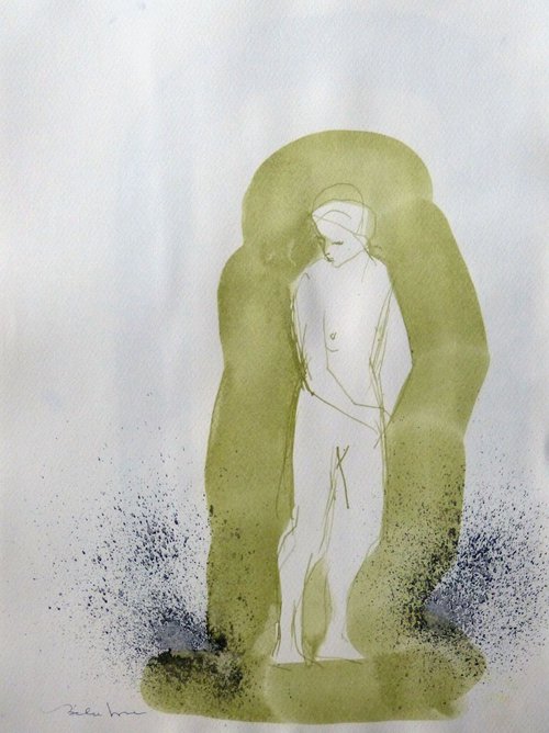 Figure 18P5 , Acrylic on paper 29x42 cm by Frederic Belaubre