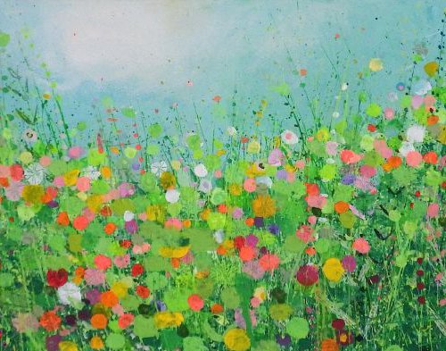 Green Bank, Red Flowers by Sandy Dooley