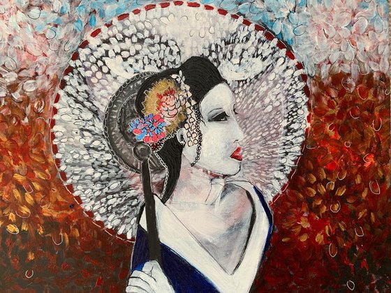 Portrait IV, Acrylic Painting on Canvas, Original Paintings, Fine Art Canvas Paintings, Oriental Inspiration, Geisha Artwork, Gift Ideas