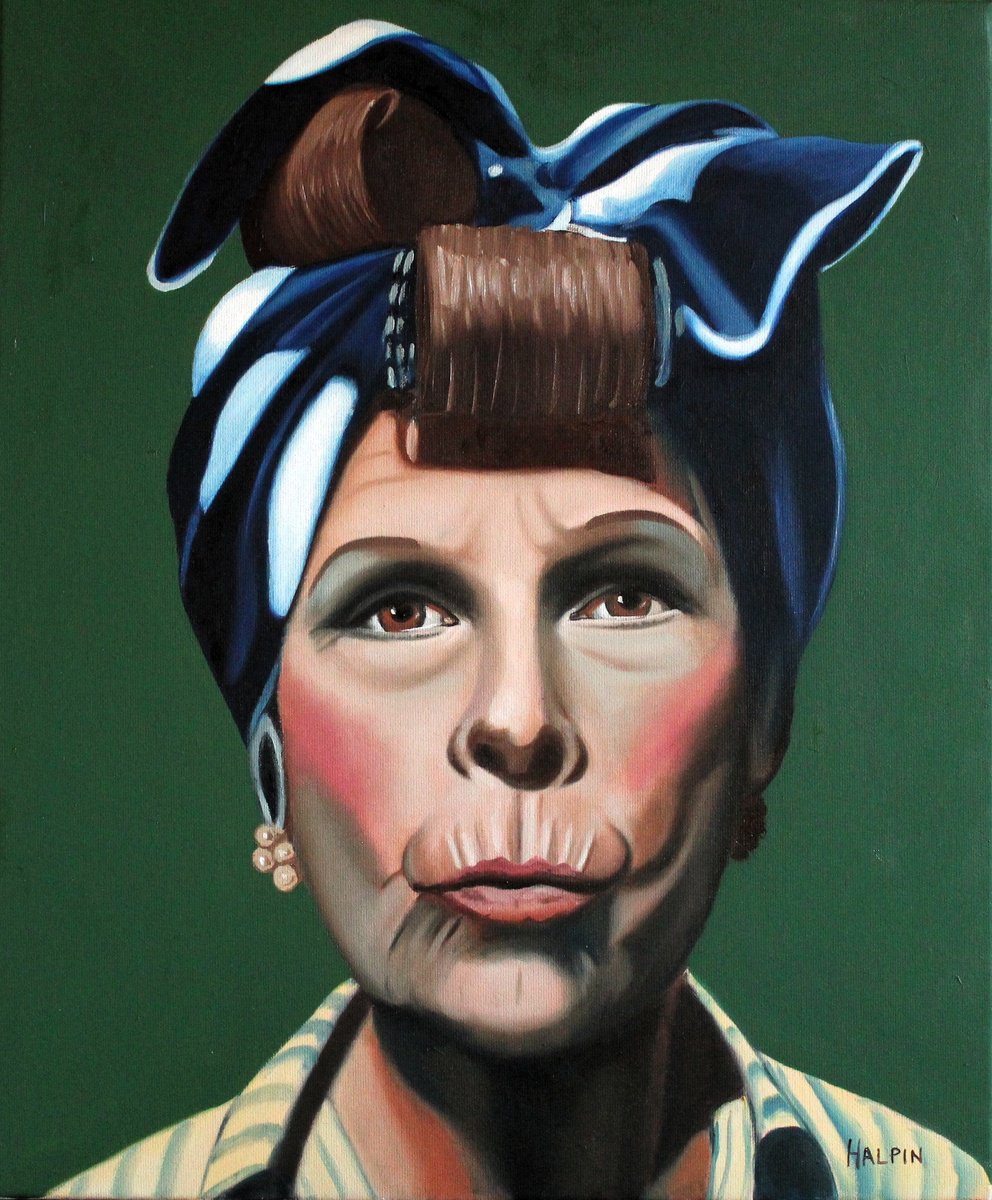 Urban And Pop Portrait Oil Painting By Mathew Halpin, 20 X 24", Ruth Gordon As Minnie, Original Artwork