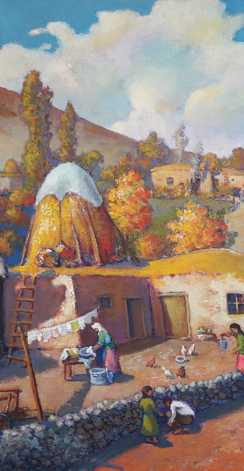 Rural courtyard (80x100cm, oil painting, ready to hang) by Sergey Xachatryan