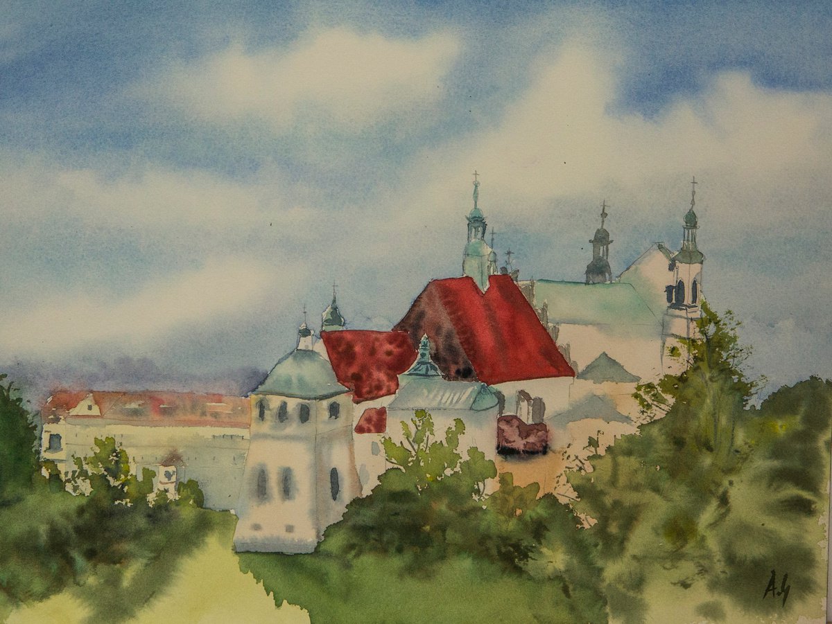 Impressionistic Cityscapes Watercolour By Aneta Gajos, 16 X 12, Lublin, Original Artwork