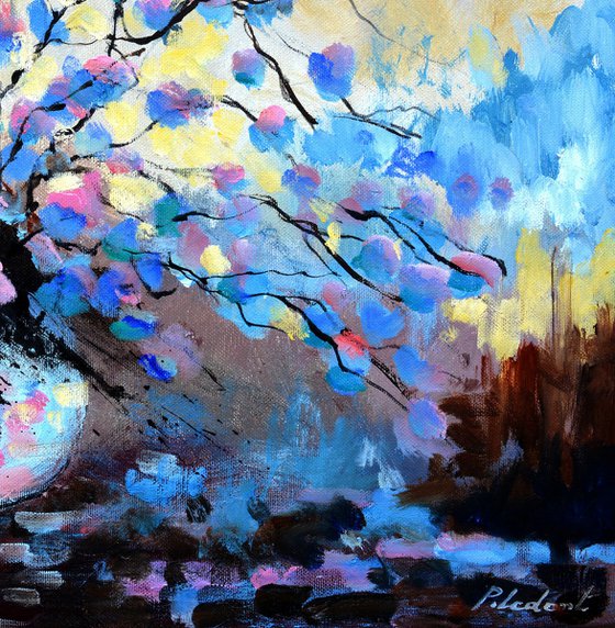 Blue pink still life