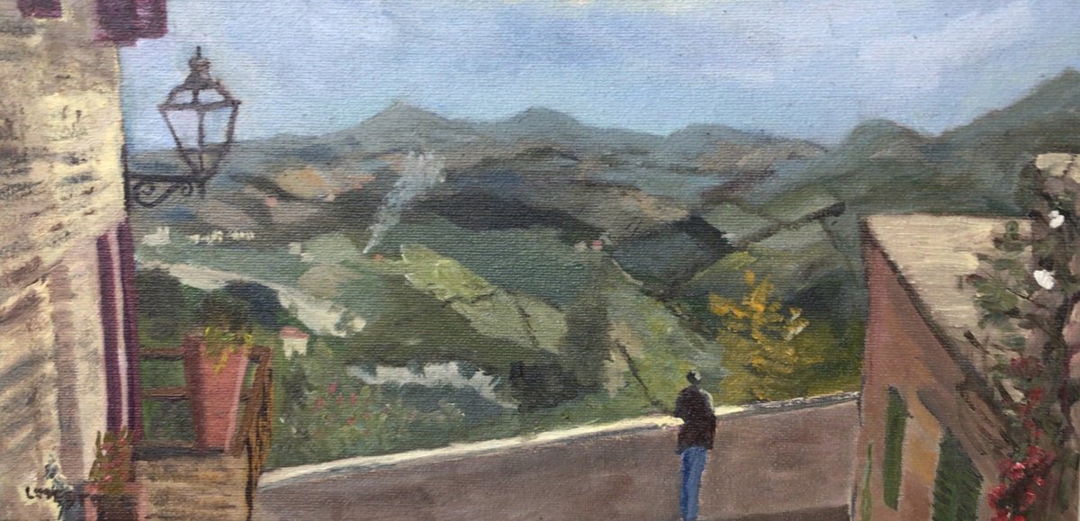 View from Hotel Leoni, an original oil painting. by Julian Lovegrove Art