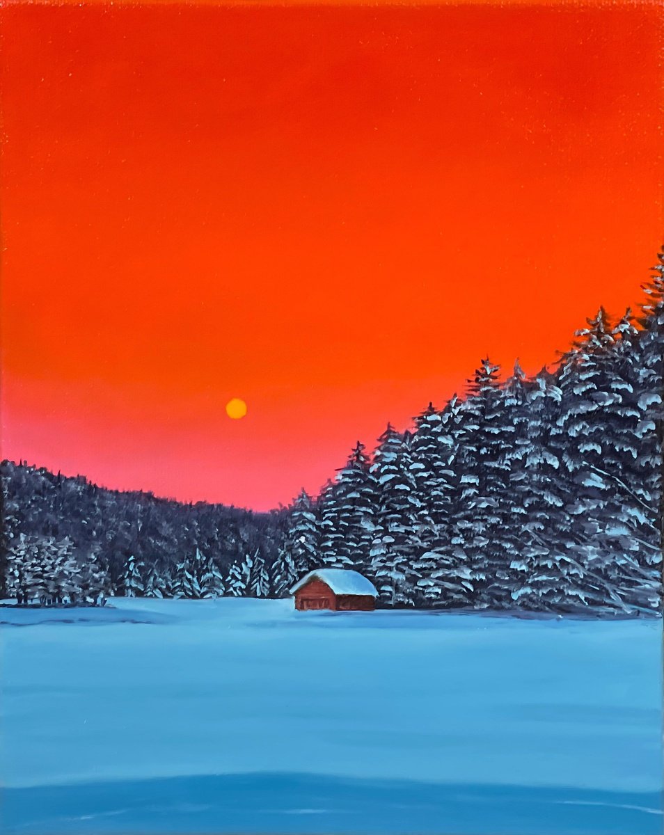 Photorealistic Oil Painting , Red Sunset By Alla Kallas, 8 X 10, Artwork For Sale On Artfinder