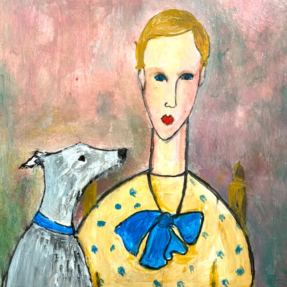 Woman with Lurcher Dog