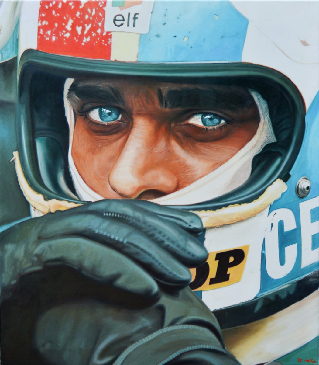 Photorealistic Portrait Oil Painting By Roman Sedlak, 28 X 31", Francois Cevert, Original Artwork