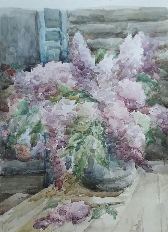 Lilac. Original watercolor painting.