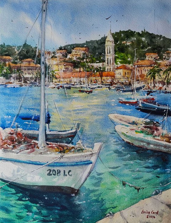 Beautiful morning | Croatia Original watercolor painting