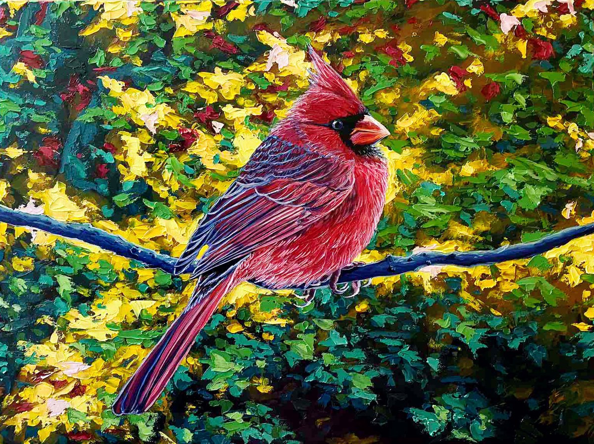 Red Cardinal by Elena Adele Dmitrenko