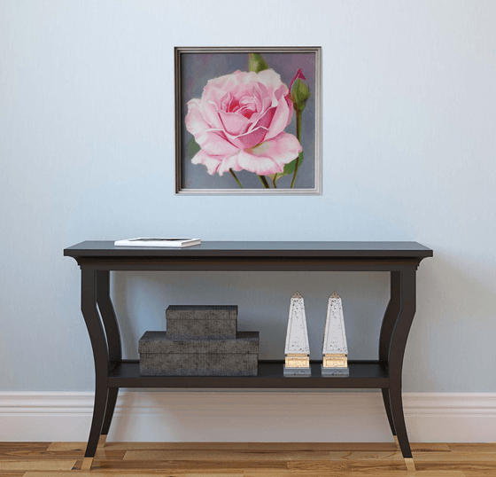 "Sounds of tenderness."  rose flower  liGHt original painting  GIFT (2021)