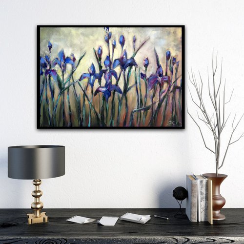 Evening Irises - 35*50 cm/13,7*19,7 inch by Katerina Yakovleva
