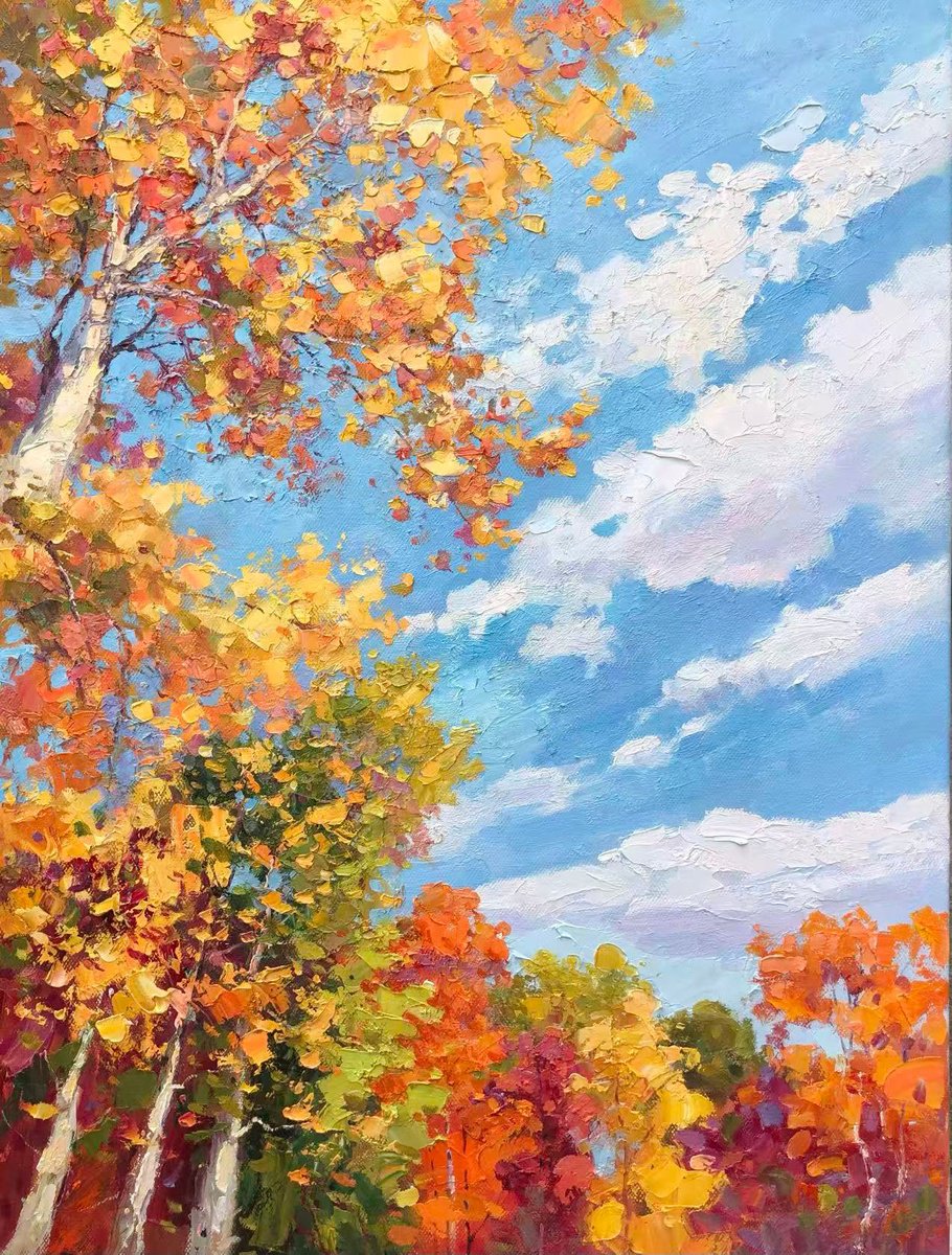 Autumn Sky Z053 By Jianzhe Chon, 30 X 40, Artwork For Sale On Artfinder
