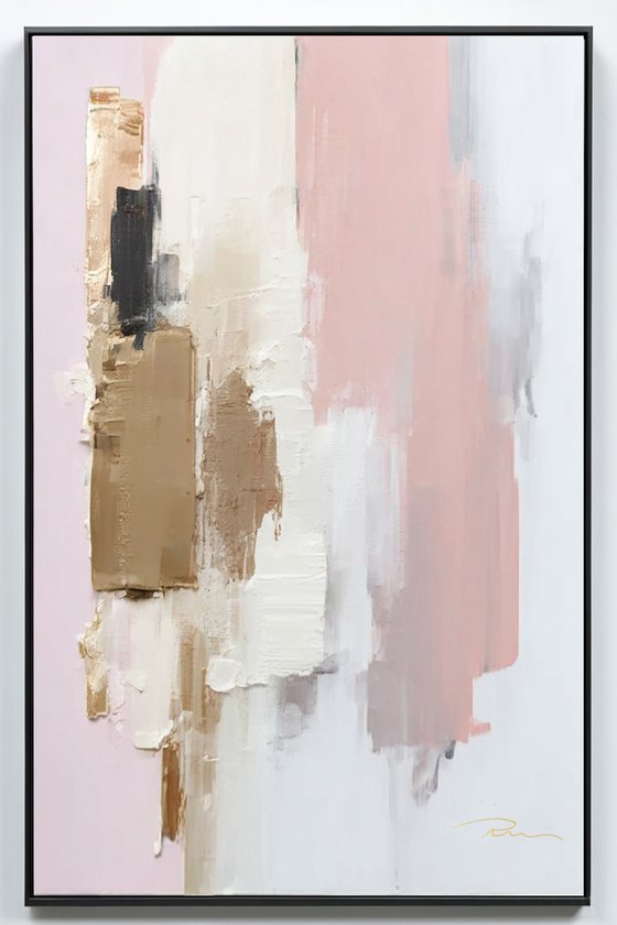 Pastel Pink and Gold Urban Landscape Set of 2