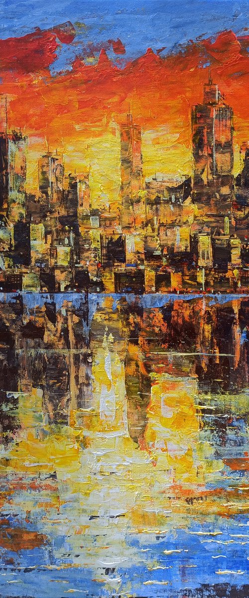 Modern cityscape  (45x65cm, oil painting, ready to hang) by Aram Movsisyan