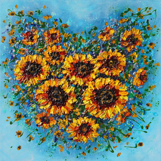 Sunflowers Blooming with Love