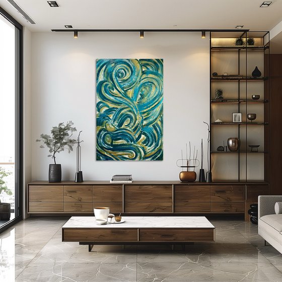 Golden waves 120x80x2 cm